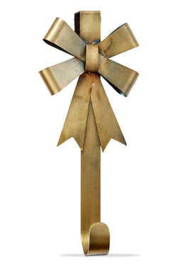 Bow Wreath Hanger Antique Brass Iron Christmas