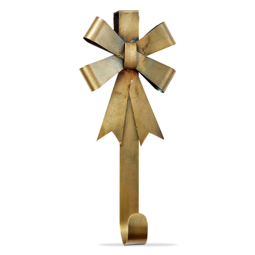 Bow Wreath Hanger Antique Brass Iron Christmas