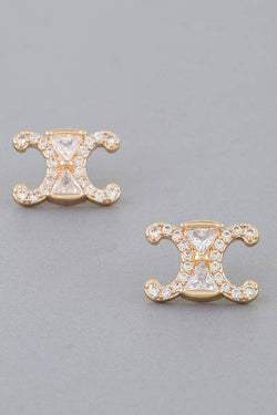 Jeweled Hourglass Stud Earrings