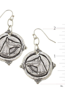 Silver Intaglio Horse Earrings