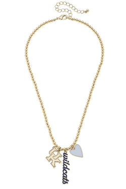 Kentucky Wildcats Ball Bead Charm Necklace in Shiny Gold