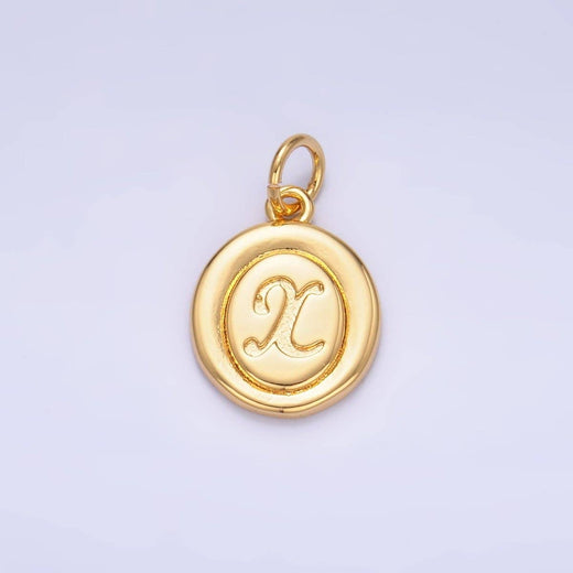 Letter Initial Engraved Stamped Oval Charm