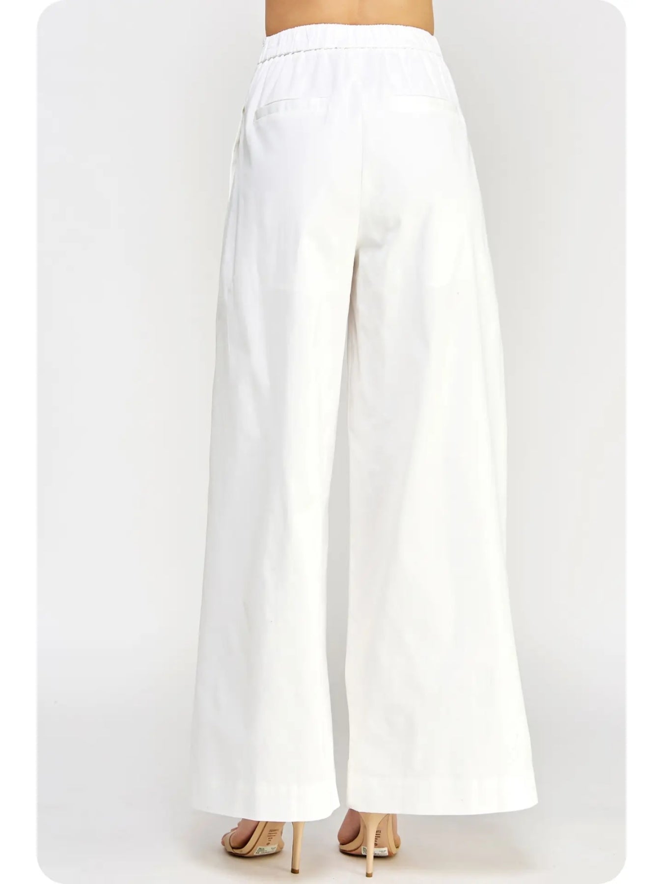 Pleat Detail Wide Leg Twill Pants