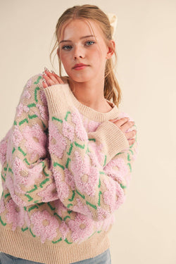 Fuzzy Floral Sweater