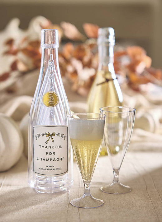 Acrylic Champagne Bottle + Glasses - Thankful