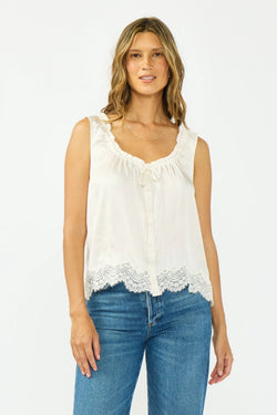Lace Trim Button Tank