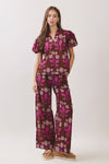 Floral Print Puff Sleeve Collared Top