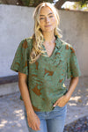Ruffled V-Neck Floral Burnout Top