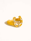 18K Gold CZ Horseshoe Ring