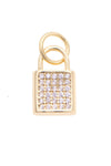 Lock Pave Charm in Shiny Gold