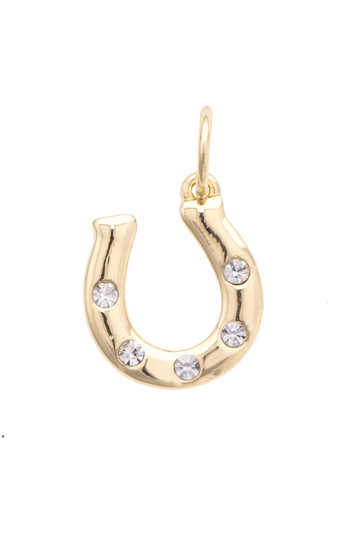 Rhinestone Horseshoe In Shiny Gold