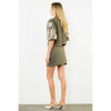 THML, Suede Puff Sleeve Embroidered Flower Top