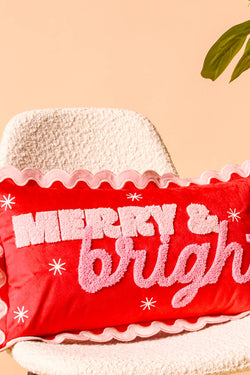 Scalloped Rectangle Throw Pillow-Merry & Bright