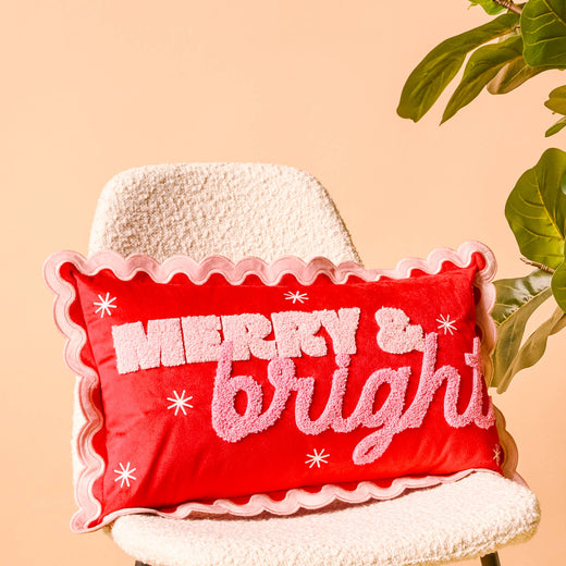 Scalloped Rectangle Throw Pillow-Merry & Bright