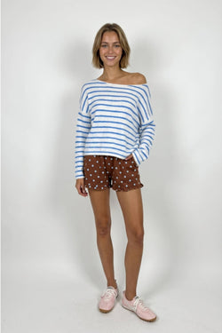Stripe Brushed Boatneck Sweater