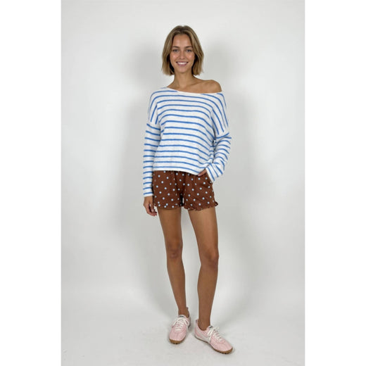 Stripe Brushed Boatneck Sweater