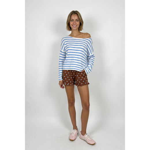 Stripe Brushed Boatneck Sweater