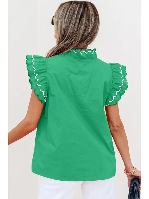 Scallop Trim Short Sleeve Shirt