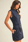 Belted Suede Mock Neck Dress