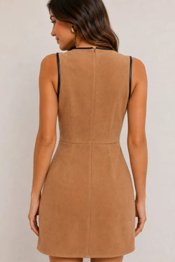 Bow Detail Faux Suede Dress