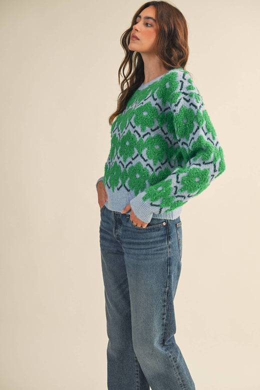 Fuzzy Floral Sweater