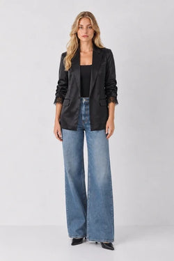 Satin Blazer With Lace Trim