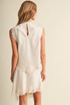 Asymmetric Cowl Neck Lace-Trim Blouse