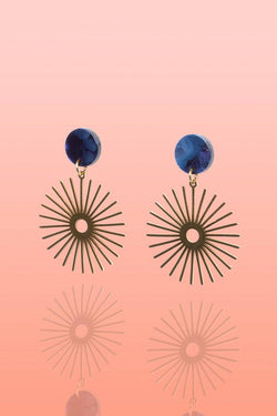 Solana Deep Blue Sunburst Earrings Water Resistant