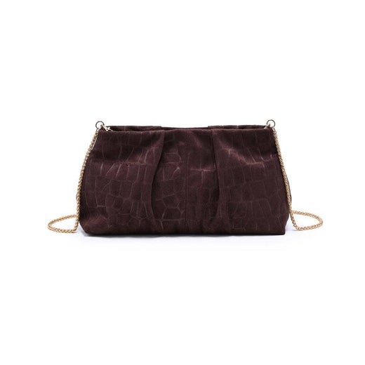 Elva Croc Embossed Faux Suede Clutch