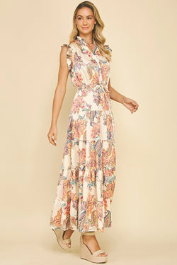 Floral Print Tiered Maxi Dress