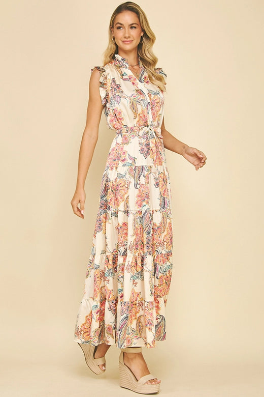 Floral Print Tiered Maxi Dress
