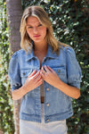 Short Puff Sleeve Denim Jacket