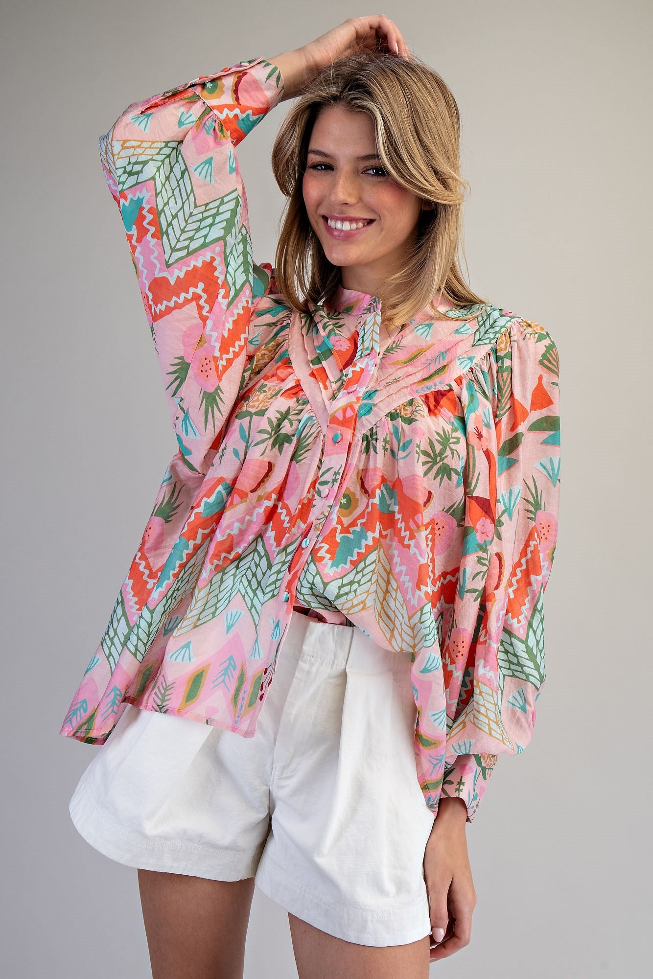 Berry Garden Floral Print Blouse