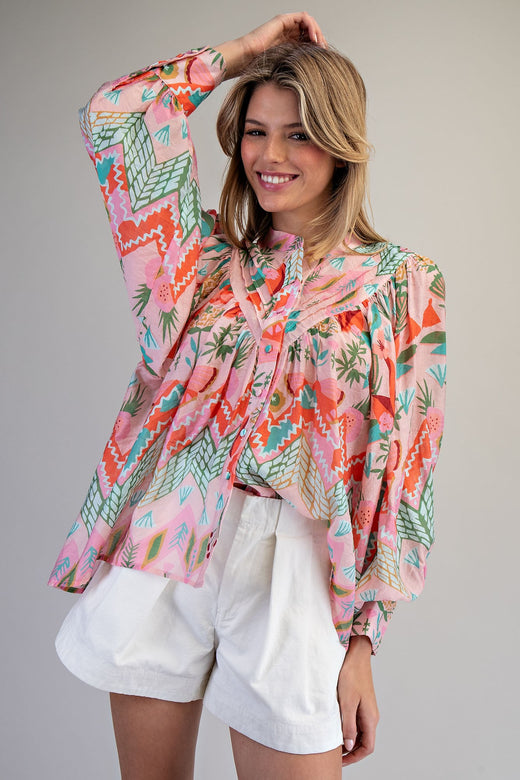 Berry Garden Floral Print Blouse