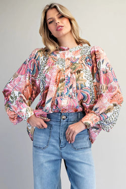 Rose Blush Bubble Sleeve Blouse ✨