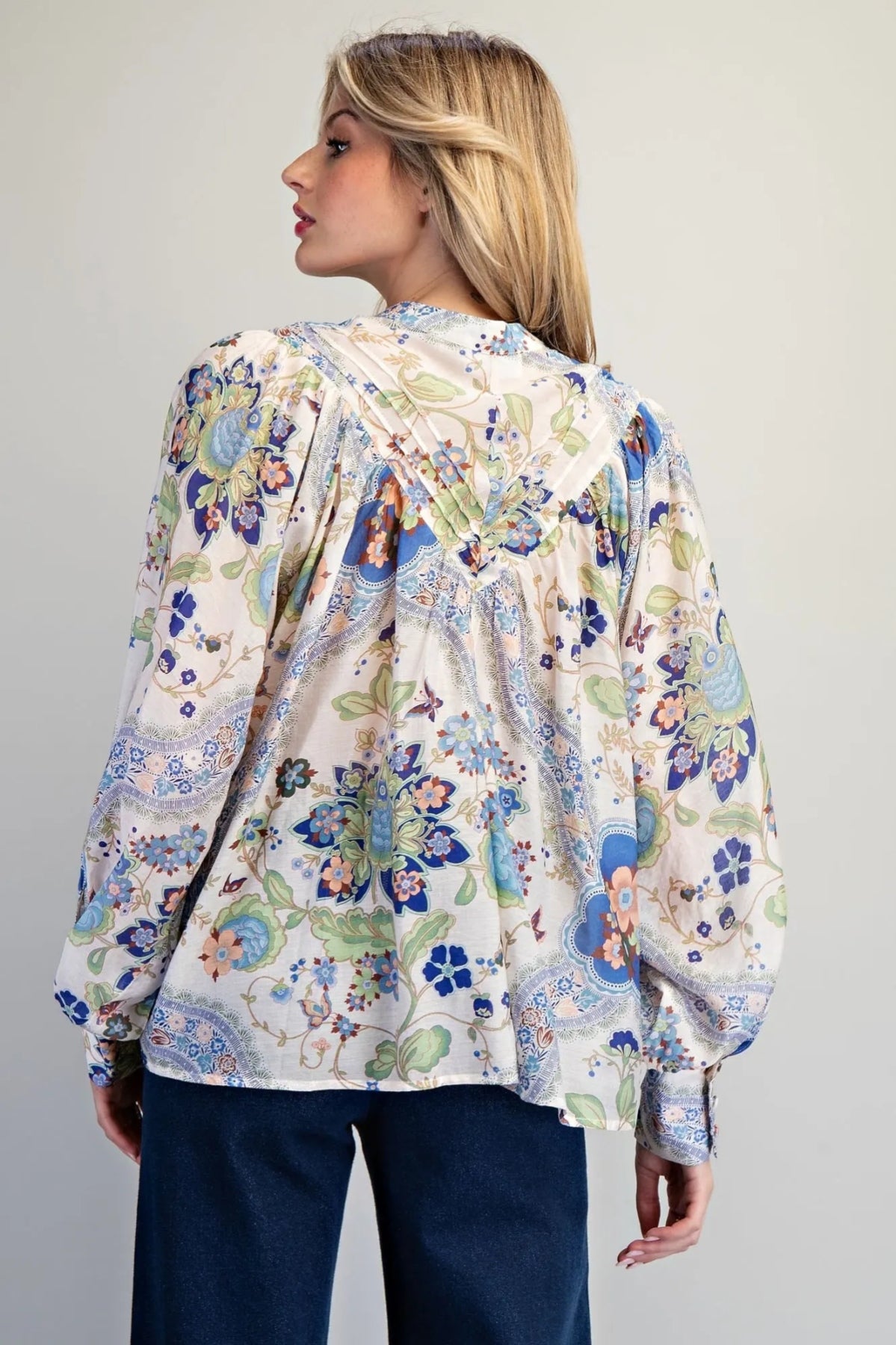 Button Down Paisley Printed Blouse