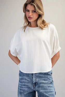 Solid Dolman Sleeve Blouse
