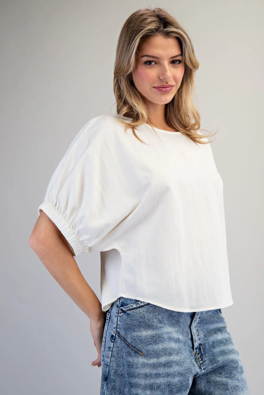 Solid Dolman Sleeve Blouse
