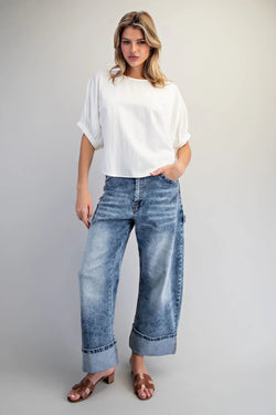 Solid Dolman Sleeve Blouse