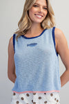 Beaded Fish Sleeveless Knit Top