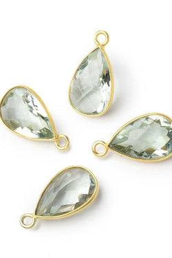 Prasiolite Pavilion Faceted Pear Charm