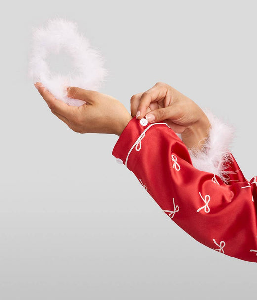 Christmas Bow Satin Feather Pajamas