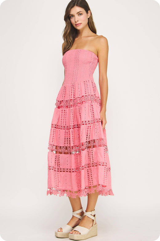 Eyelet Lace Tube Dress