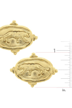 Gold Tiger Pierced Earrings