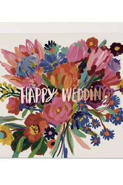 Happy Wedding Flowers Greeting Card
