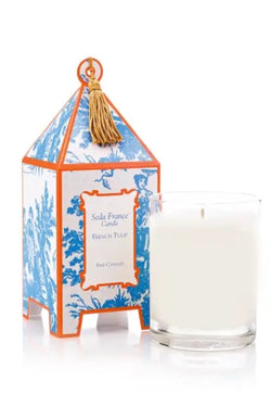 French Tulip Classic Toile Pagoda Box Candle