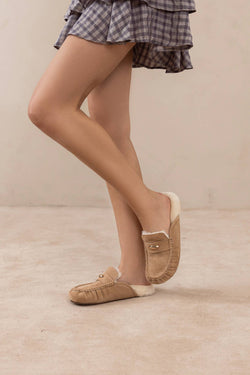 Hayden Almond Fur Lined Mule Loafer