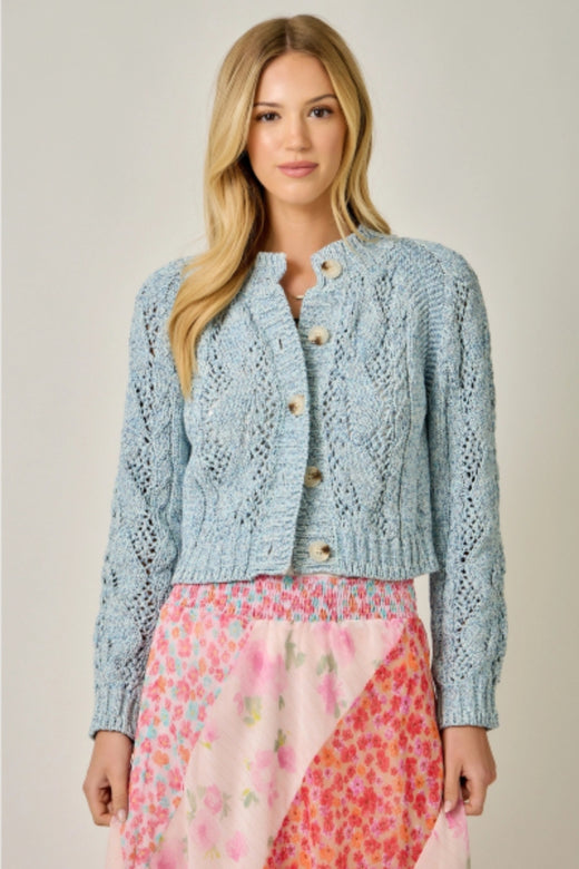 Multicolor Cable Knit Cardigan