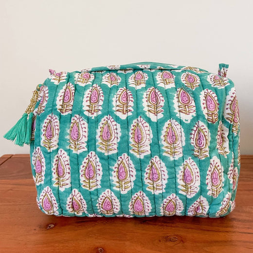 Quilted Block Print Pouch