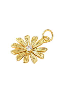 Gold Flower with Rhinestone Center Charm